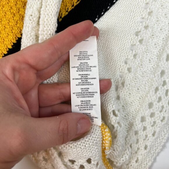 boohoo women knitted crop cami top yellow, white black size 14 - Picture 9 of 9